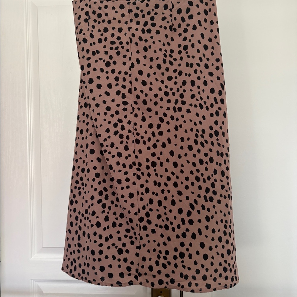 Nasty Gal Spotted A-Line Skirt - Brown and Black